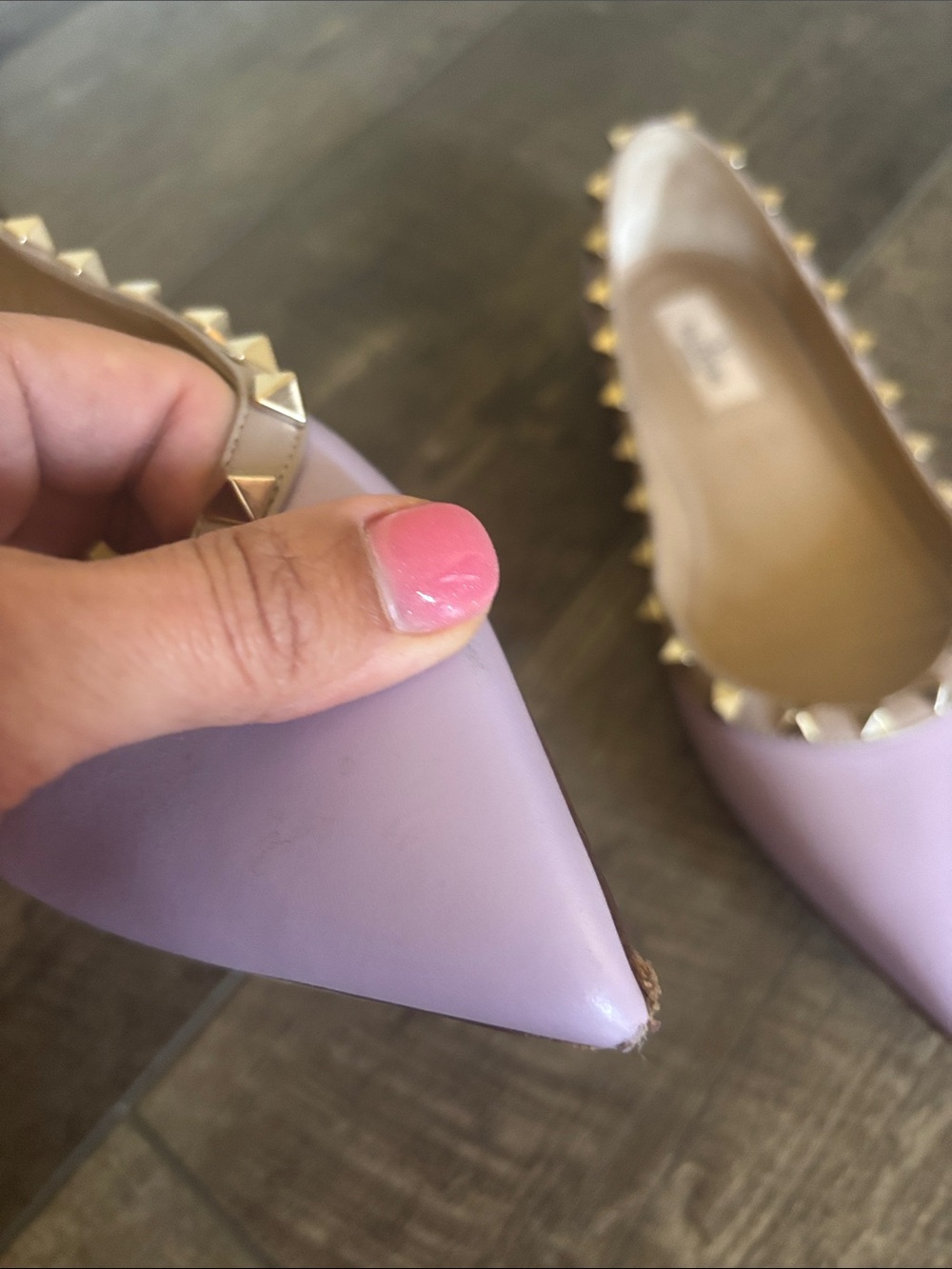 Valentino Garavani Rockstud Ballet Flats in lavender leather colorway - Picture 9 of 17